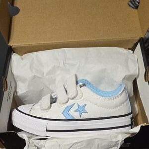 Kids White and Blue Sneakers